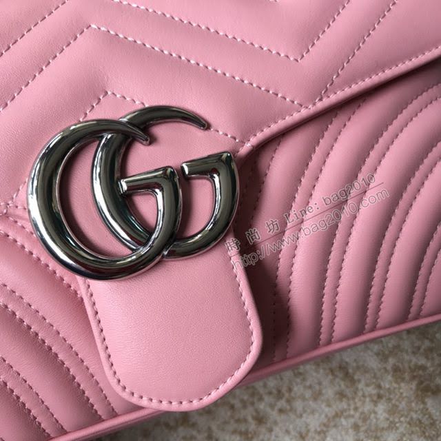 Gucci女包 古馳新款牛皮斜挎小號包 馬卡龍系列 446744櫻花粉 gdj1218